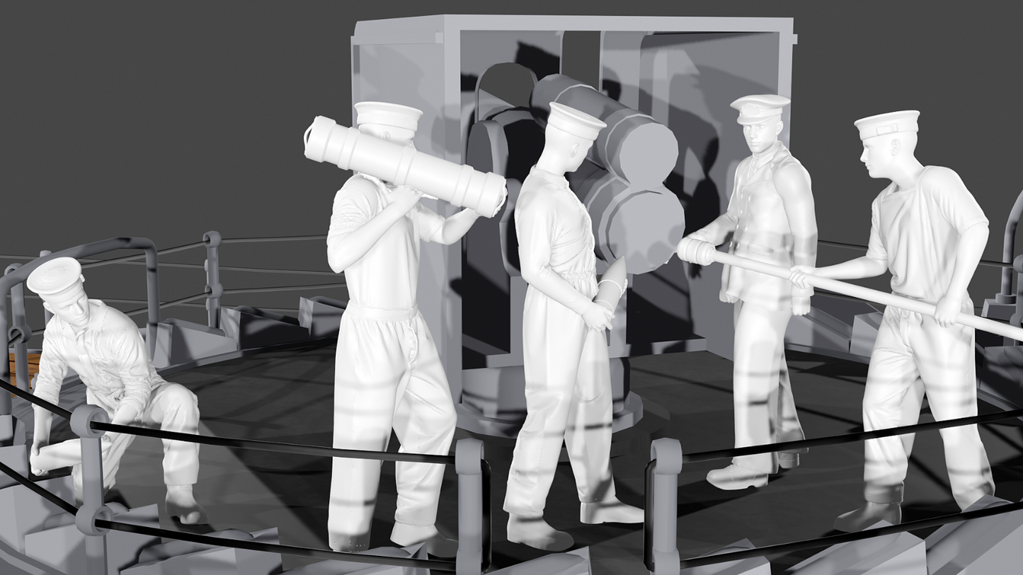 WWII Royal Navy - 4-inch Mk IX Gun Crew - 5 Figure Set