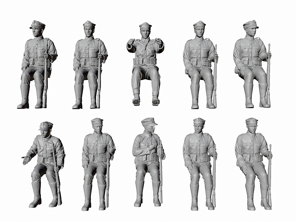 WWII Polish Army 1939 Truck Riders - Field Caps wz.37 - 10 Figure Set