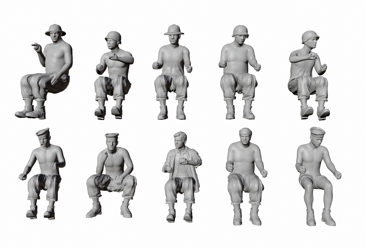 WWII US Navy Seabees - Tractor/Bulldozer Operators/Truck Drivers - 10 Figure Set
