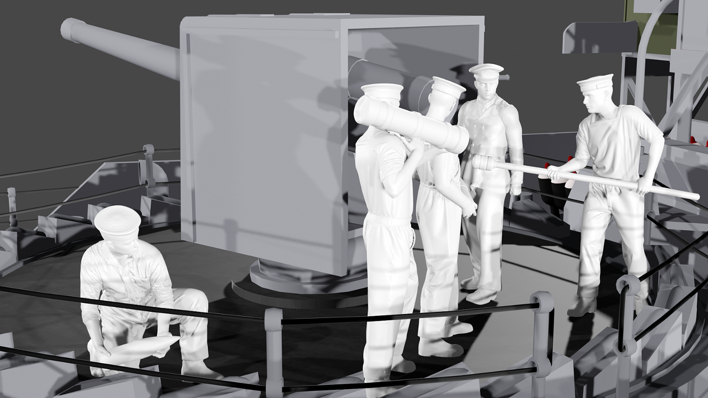 WWII Royal Navy - 4-inch Mk IX Gun Crew - 5 Figure Set