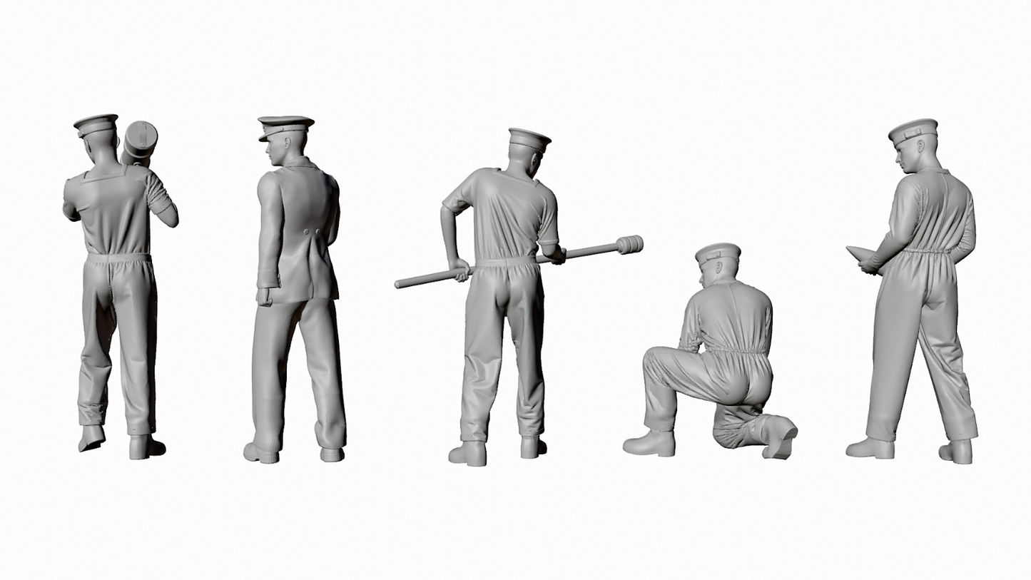 WWII Royal Navy - 4-inch Mk IX Gun Crew - 5 Figure Set