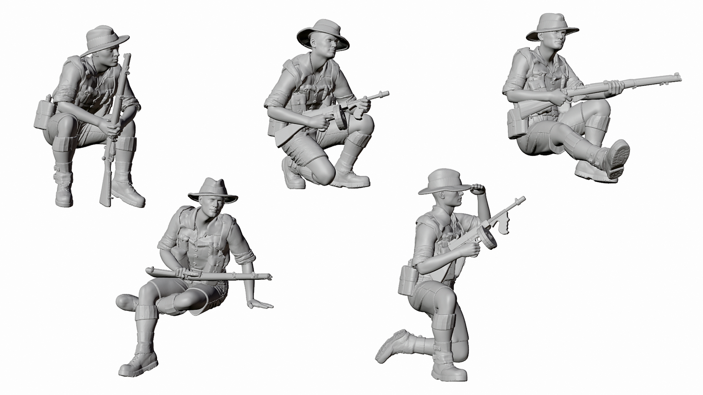 a set of six images of a man with a gun
