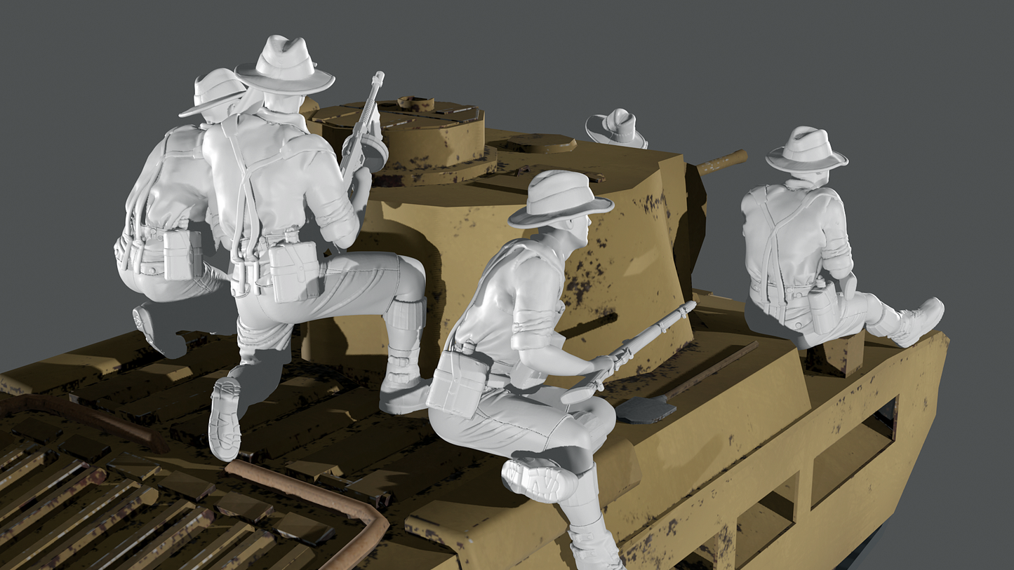 a group of statues of men on top of a tank