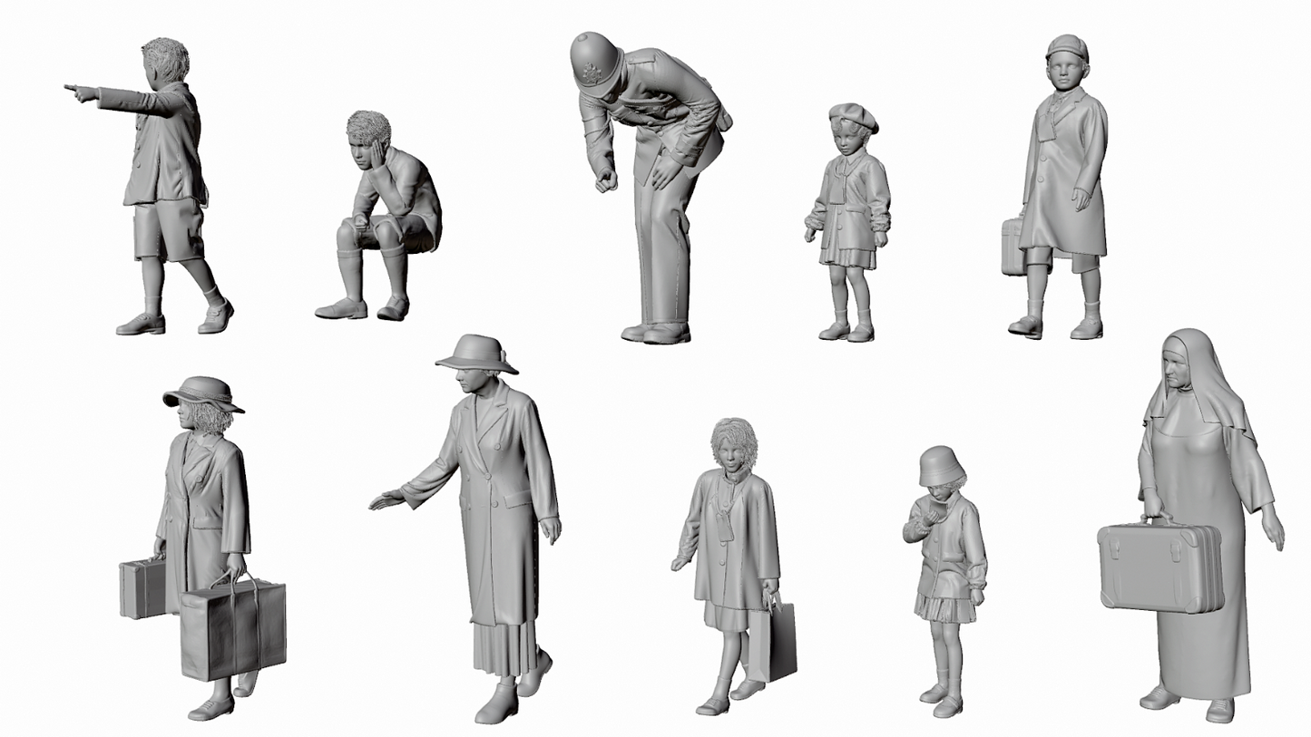 WWII The Blitz - Evacuees - Set 1 - 10 Figure Set