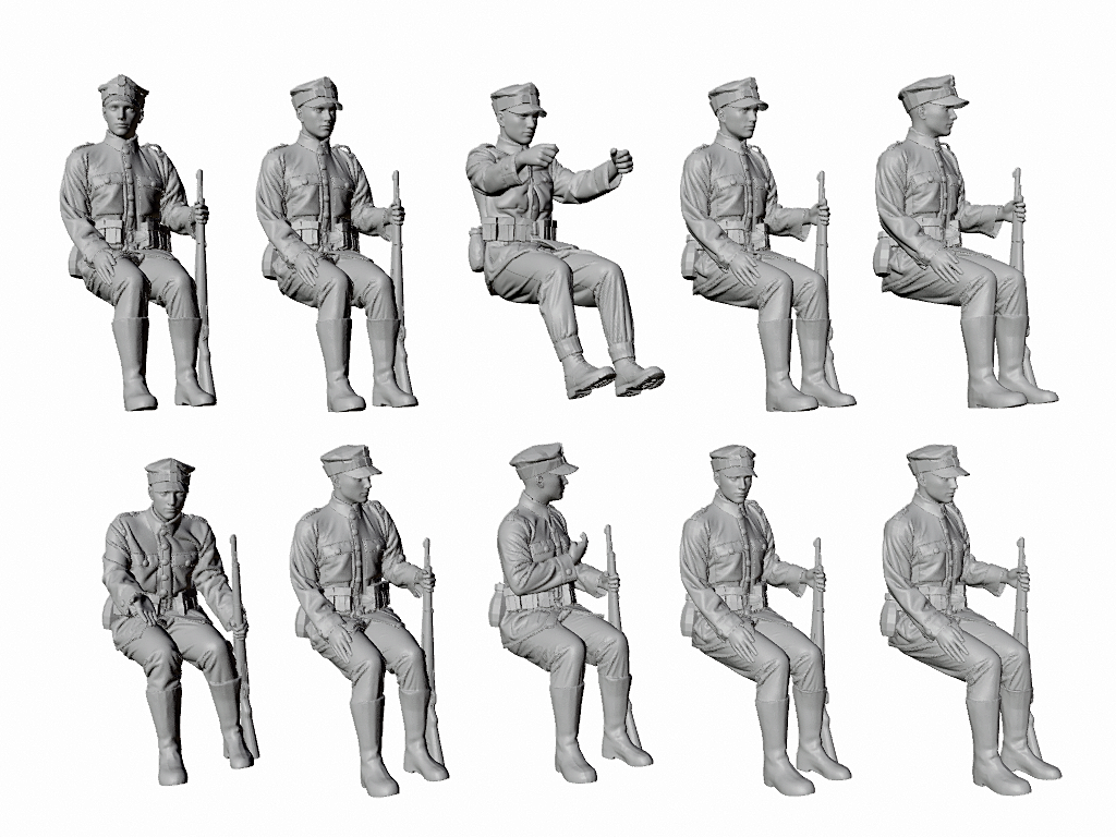 WWII Polish Army 1939 Truck Riders - Field Caps wz.37 - 10 Figure Set