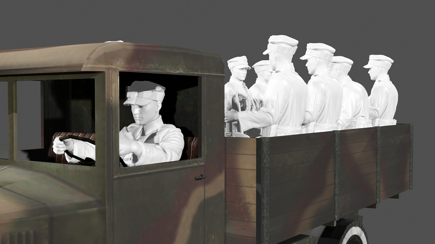 WWII Polish Army 1939 Truck Riders - Field Caps wz.37 - 10 Figure Set