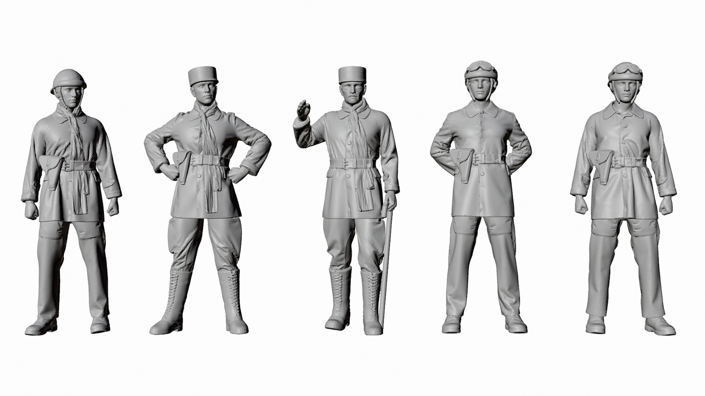 WWII 1940 Battle of France French Tank Crew - Orders - 5 Figure Set