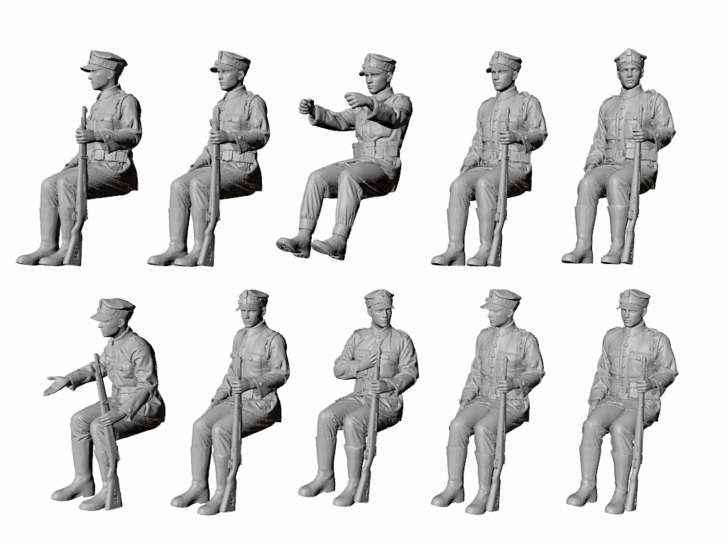 WWII Polish Army 1939 Truck Riders - Field Caps wz.37 - 10 Figure Set