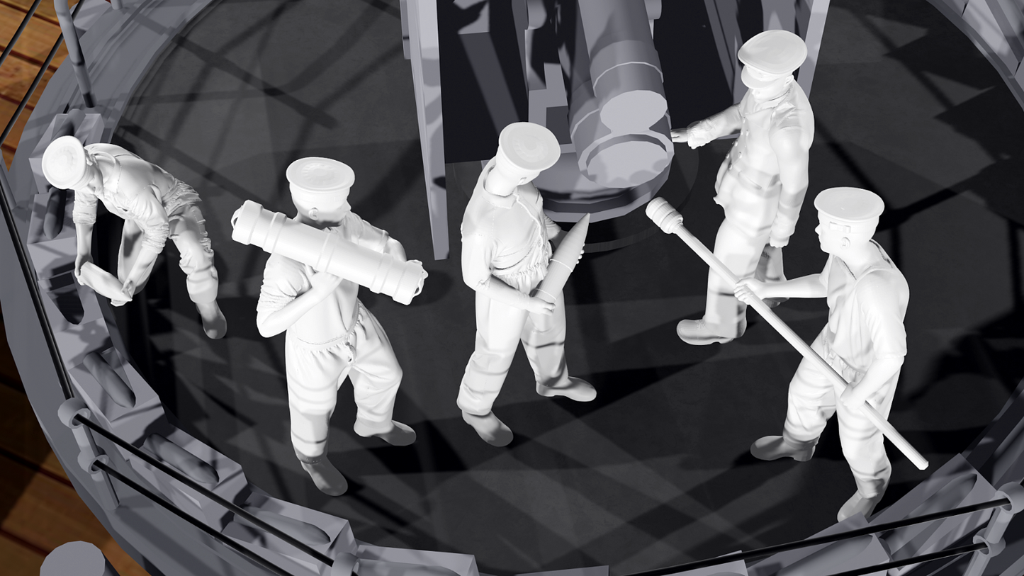 WWII Royal Navy - 4-inch Mk IX Gun Crew - 5 Figure Set