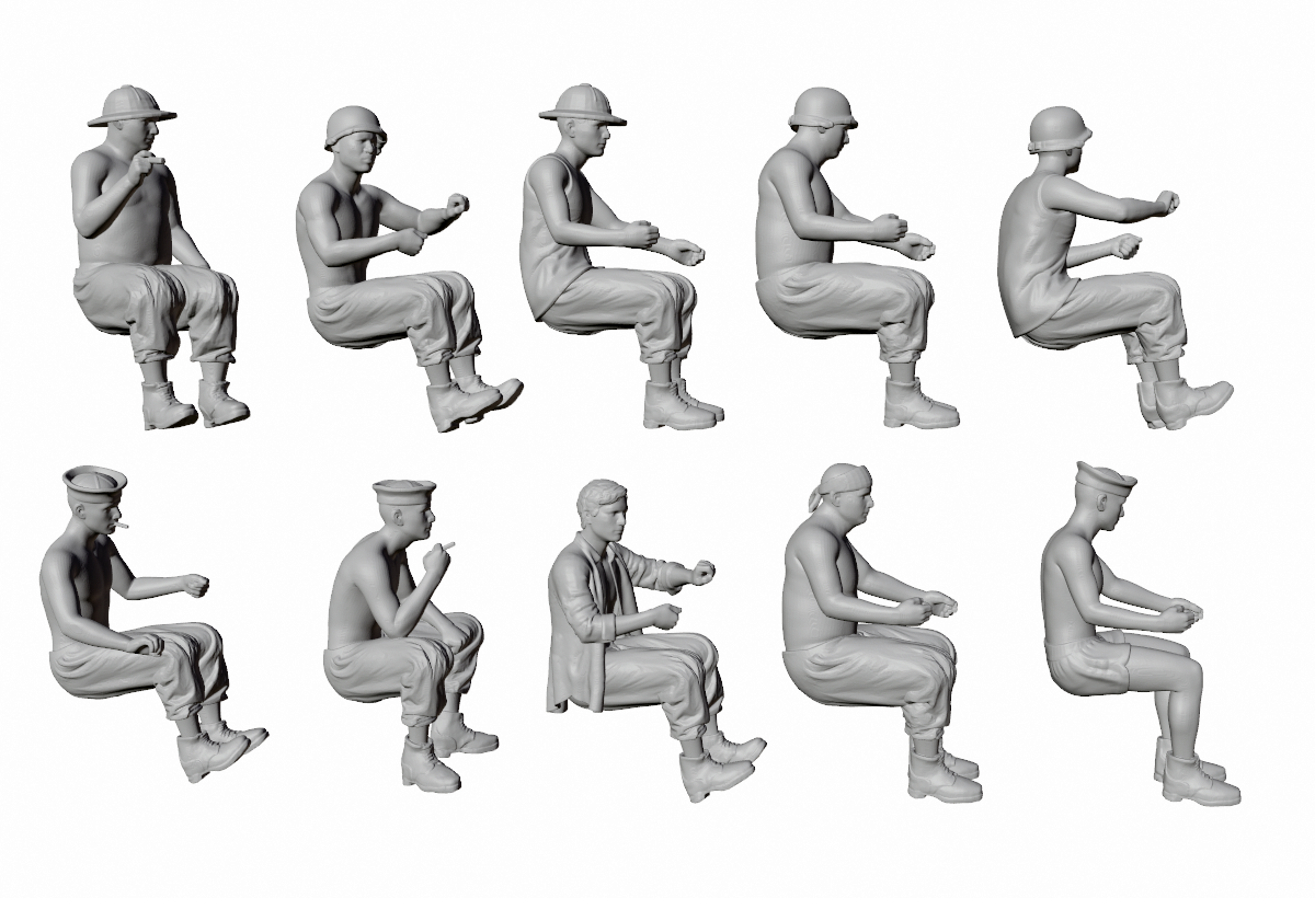 WWII US Navy Seabees - Tractor/Bulldozer Operators/Truck Drivers - 10 Figure Set
