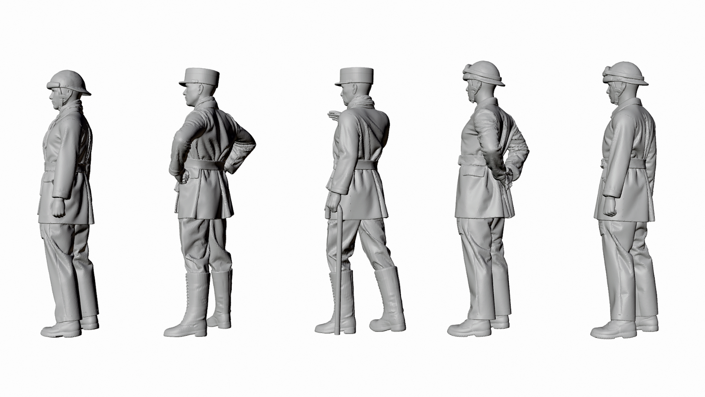 WWII 1940 Battle of France French Tank Crew - Orders - 5 Figure Set