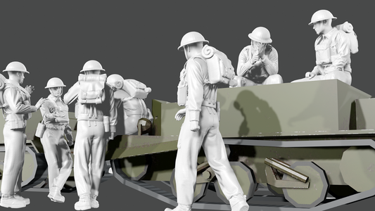 WWII BEF 1940 - Helmets - At Rest - 10 Figure Set