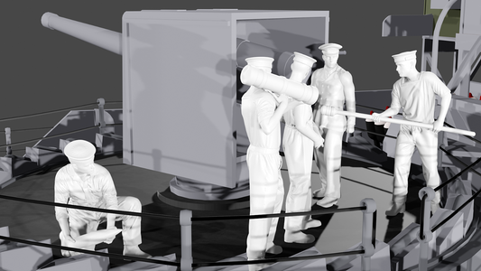 WWII Royal Navy - 4-inch Mk IX Gun Crew - 5 Figure Set