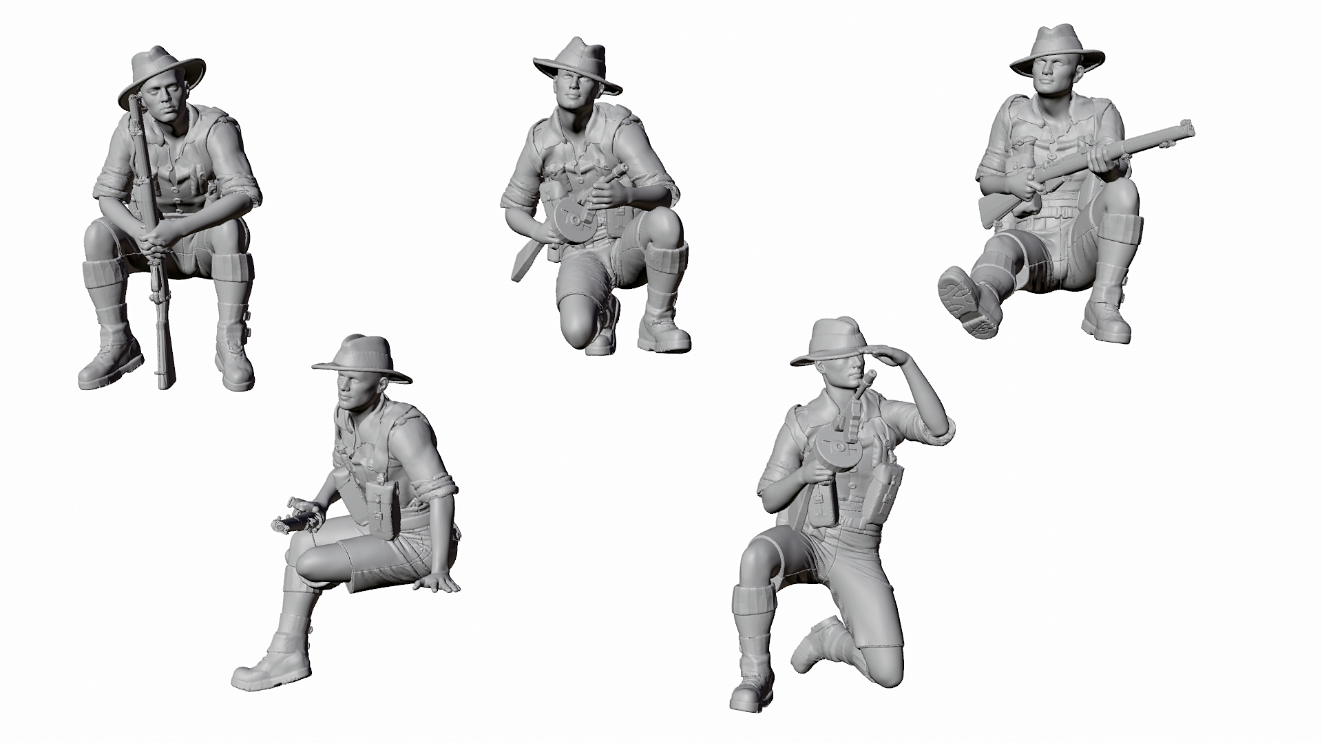 a set of four black and white images of a man with a gun
