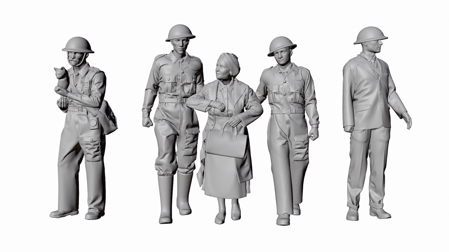 WWII The Blitz - ARP Wardens - Set 1 - 5 Figure Set