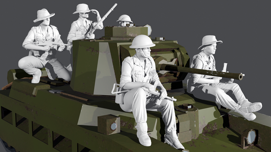 a group of soldiers sitting on top of a tank