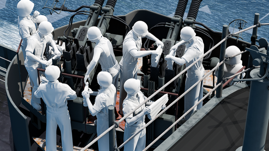 WWII US Navy - 40mm Quod Bofors Crew - 10 Figures - Set 1