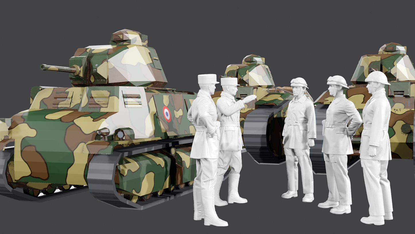 WWII 1940 Battle of France French Tank Crew - Orders - 5 Figure Set