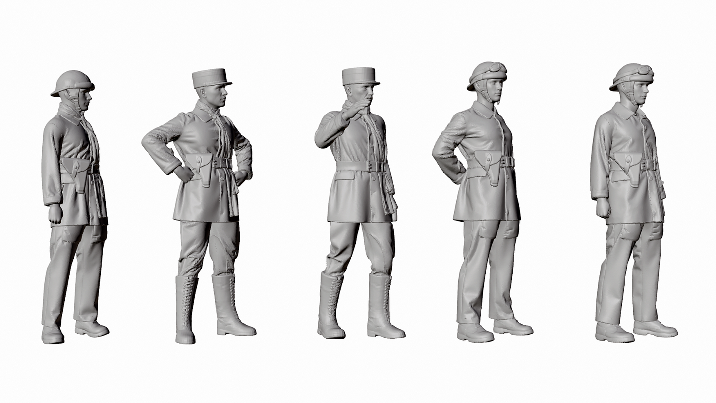 WWII 1940 Battle of France French Tank Crew - Orders - 5 Figure Set