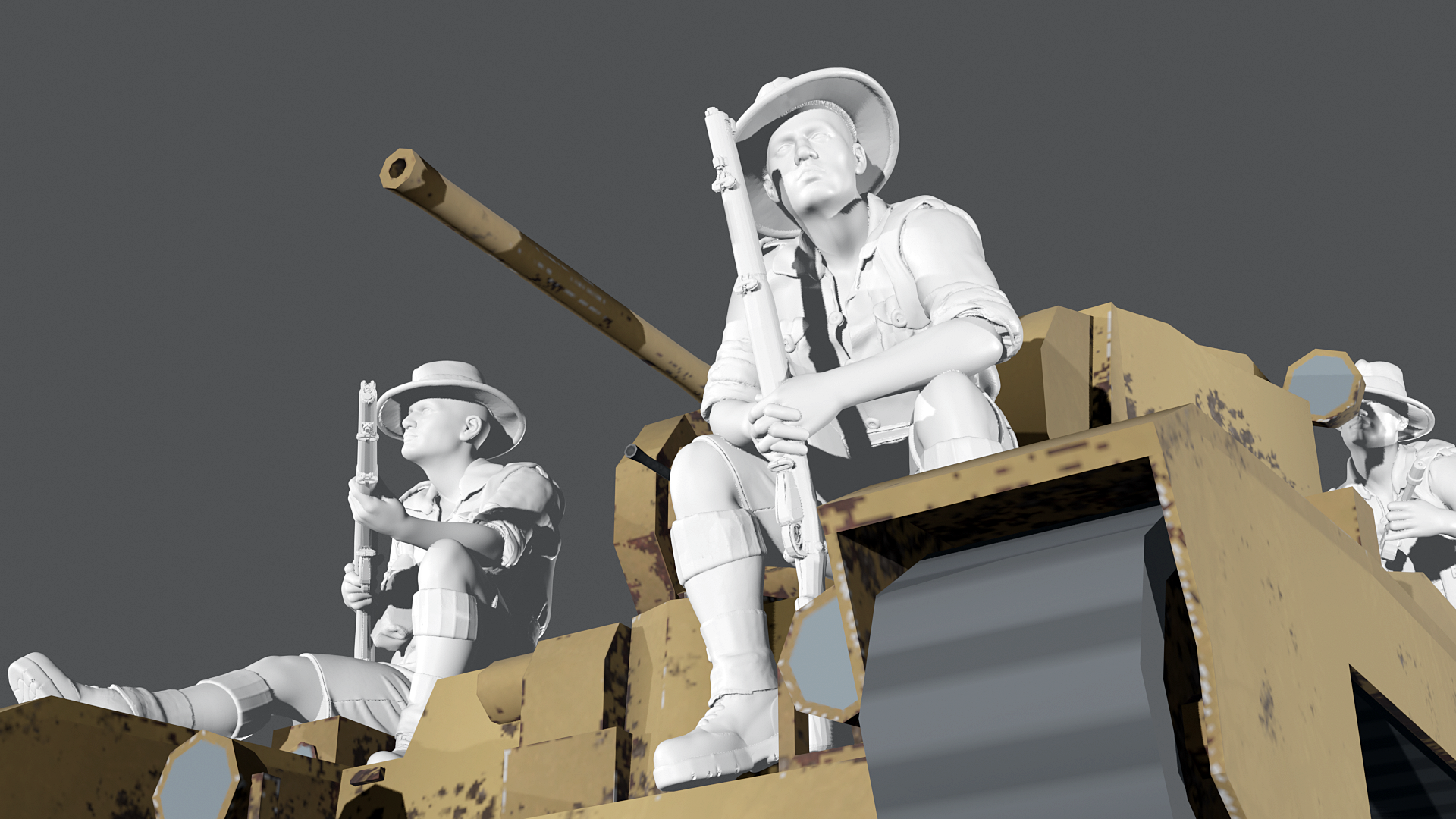 a couple of people that are sitting on top of a tank